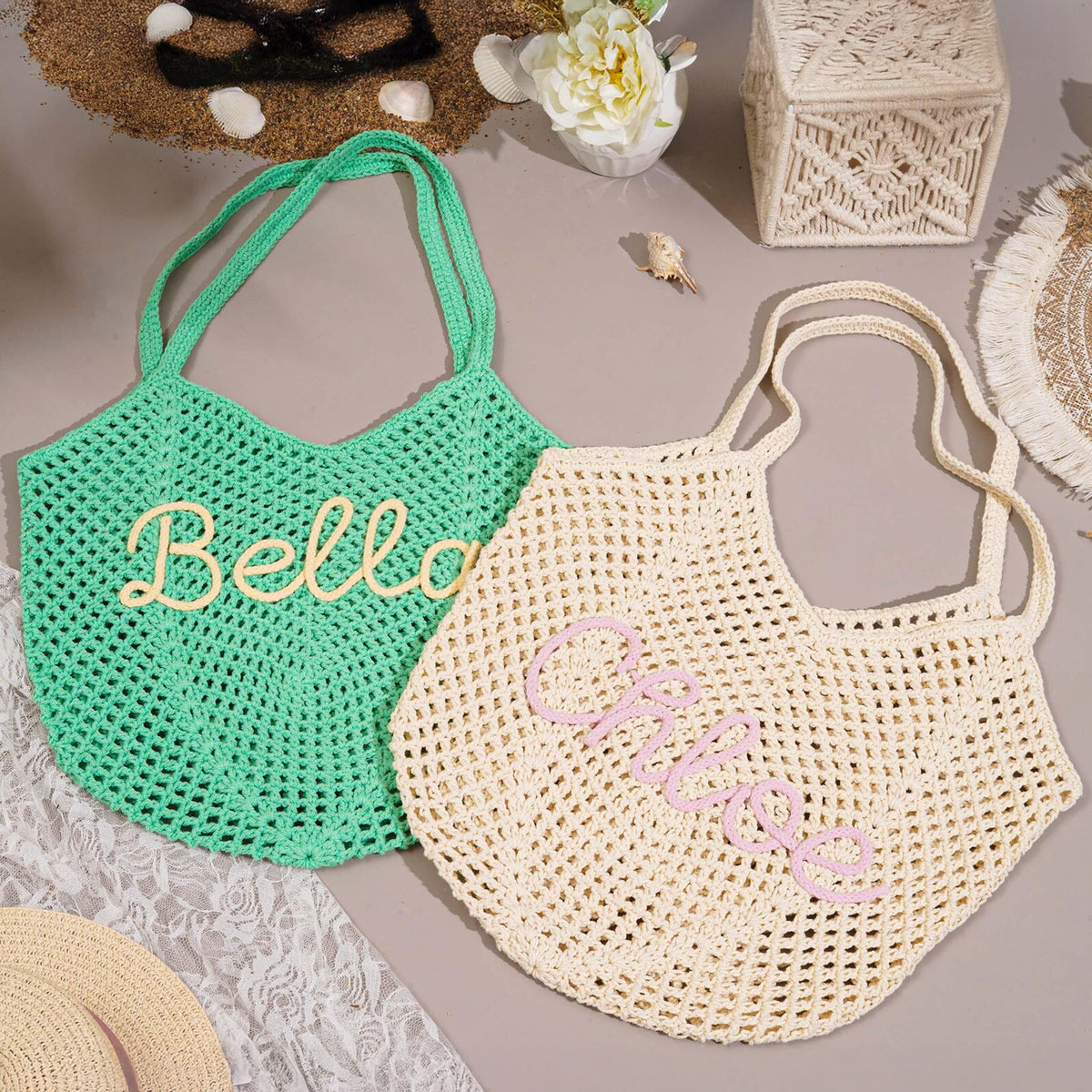 Custom Name Crochet Beach Bag - Summer Gift For Women, Mother's Day, Wife, Girlfriend HO82 902004