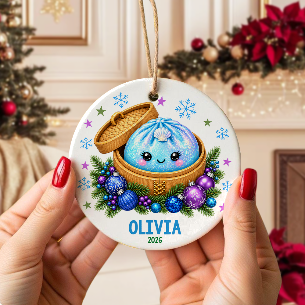 Personalized Dumpling Squishy Ceramic Ornament, Fun Family Christmas Gift HO82 903656