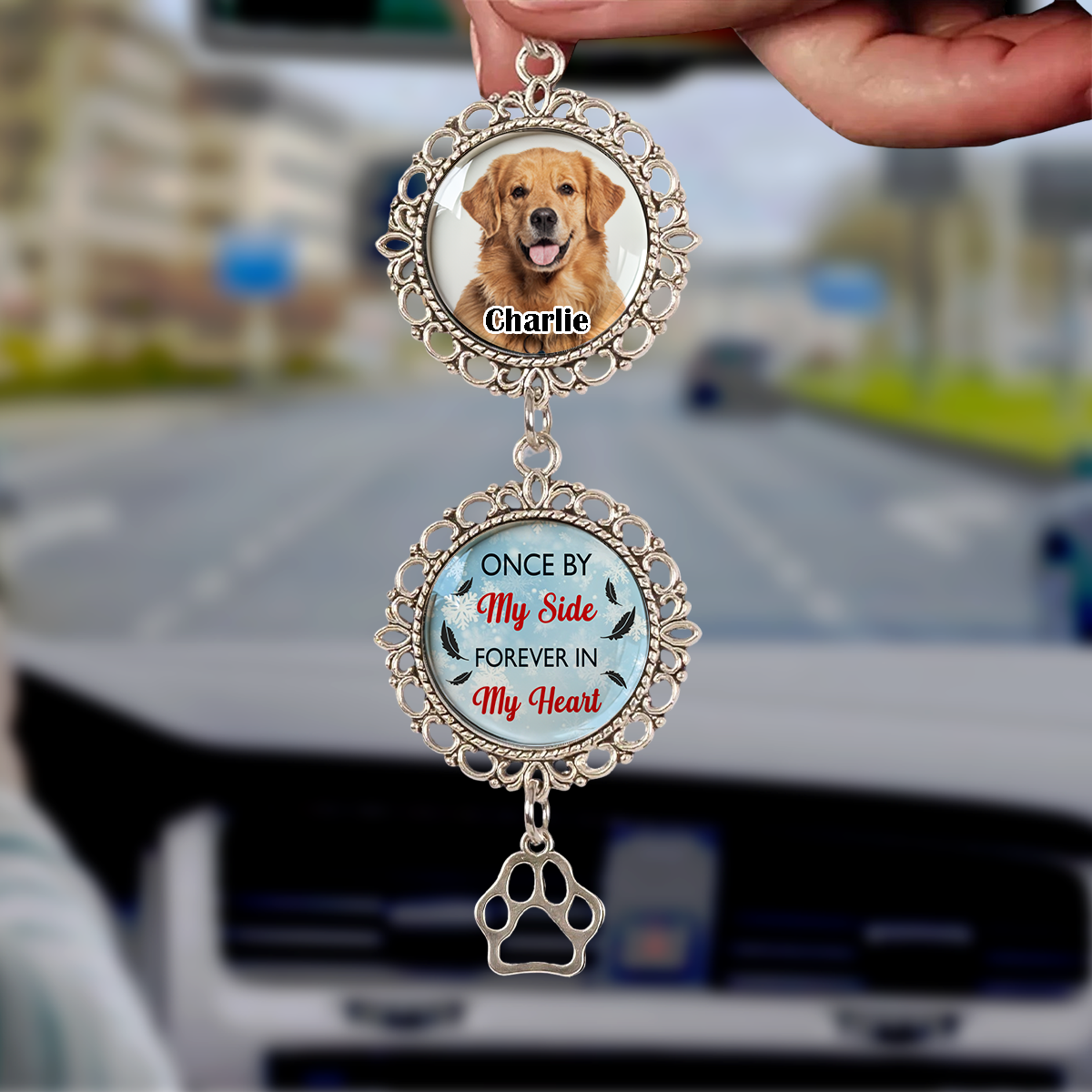 Once By My Side, Forever In My Heart - Personalized Photo Car Hanging Ornament With Charm CH07 895406