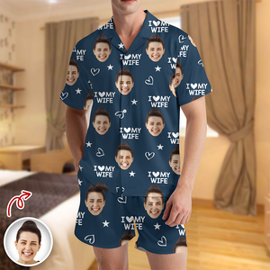 Custom Photo I Love My Wife/Husband Valentine's Gift Short Pajamas For Couple CH07 895422