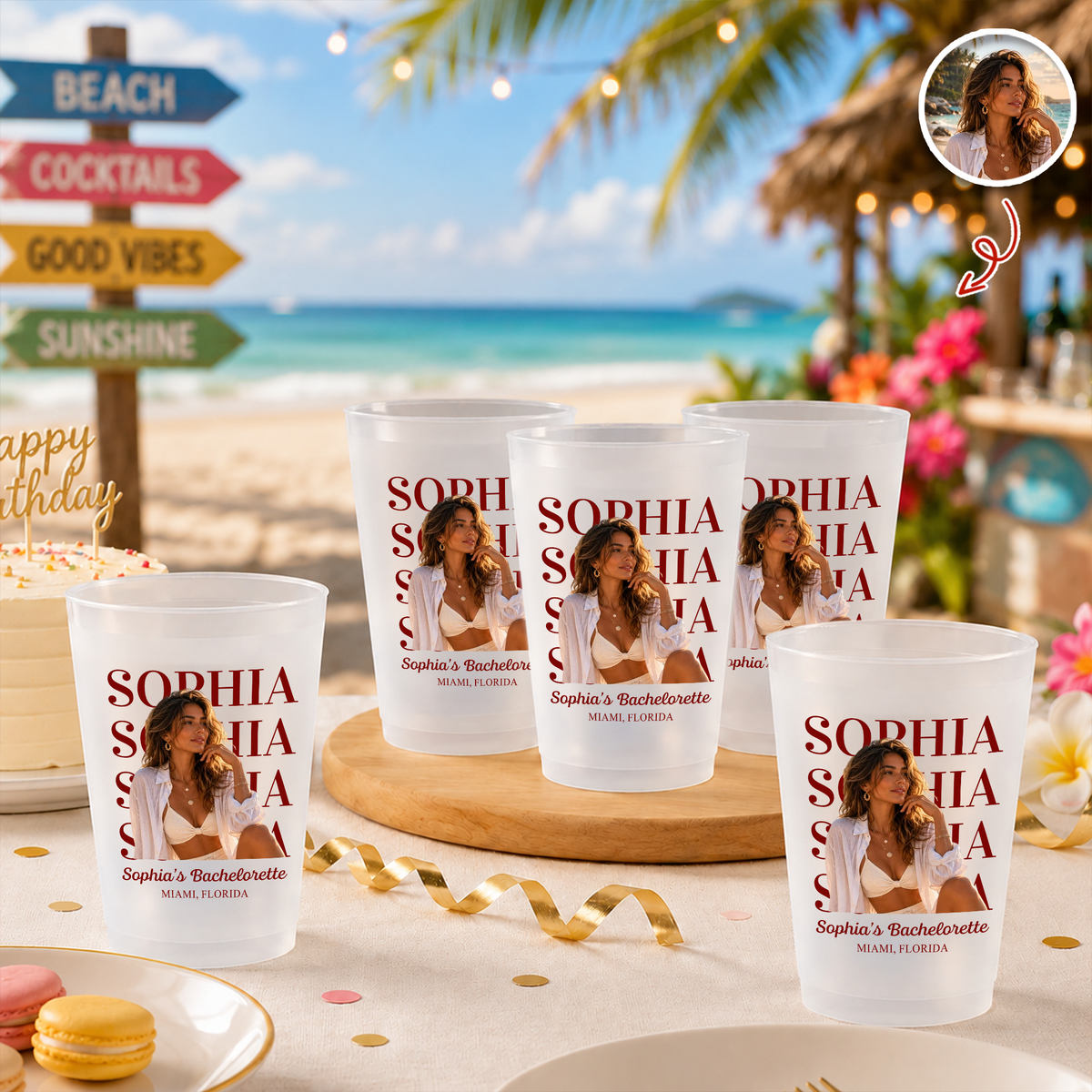 Personalized Photo Bachelorette Cup – Custom Frosted Party Cup, Bridal Shower Gift & Party Favor TH10 170549