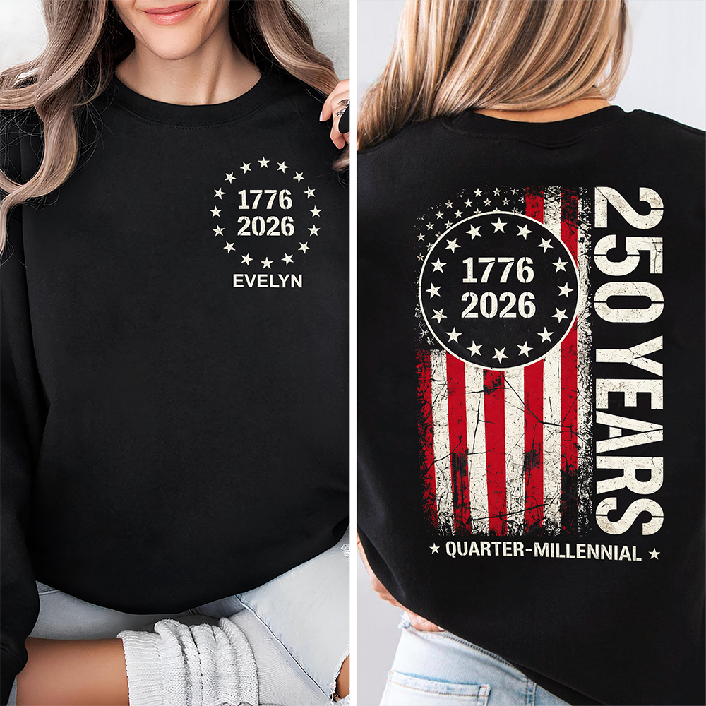 Custom Name 1776–2026 250 Years Quarter Millennial American Front & Back Dark Shirt TH10 169293