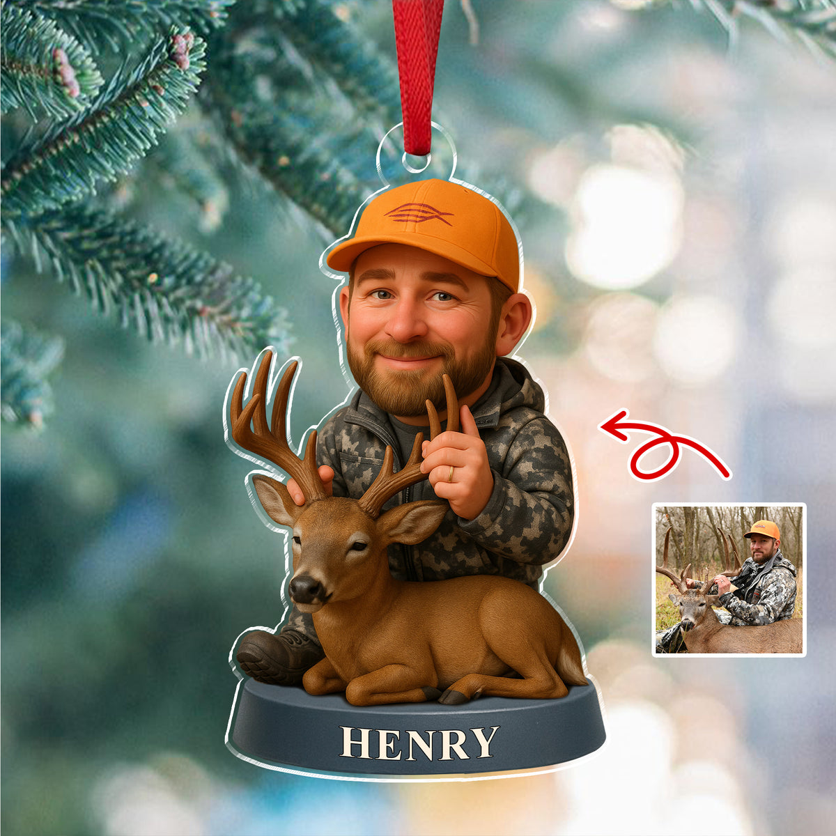 Custom Photo Hunting 3D Effect Figure Art Acrylic Ornament For Deer Hunter HA75 898120