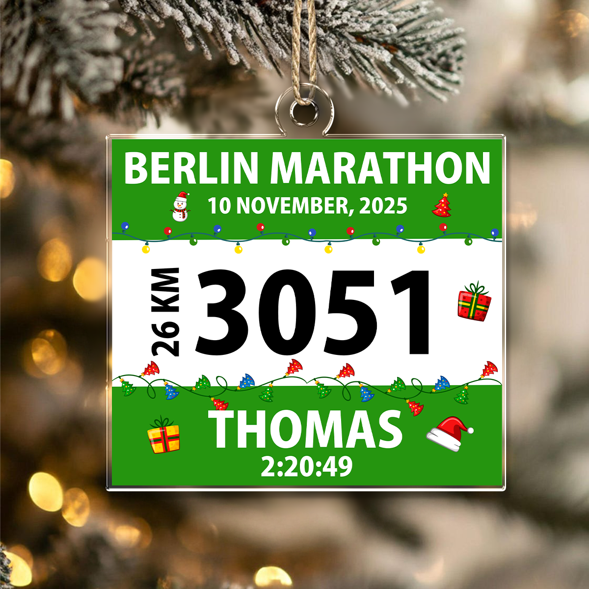 Personalized Race Bib Christmas Acrylic Ornament Gift for Marathon Lovers HO82 900644