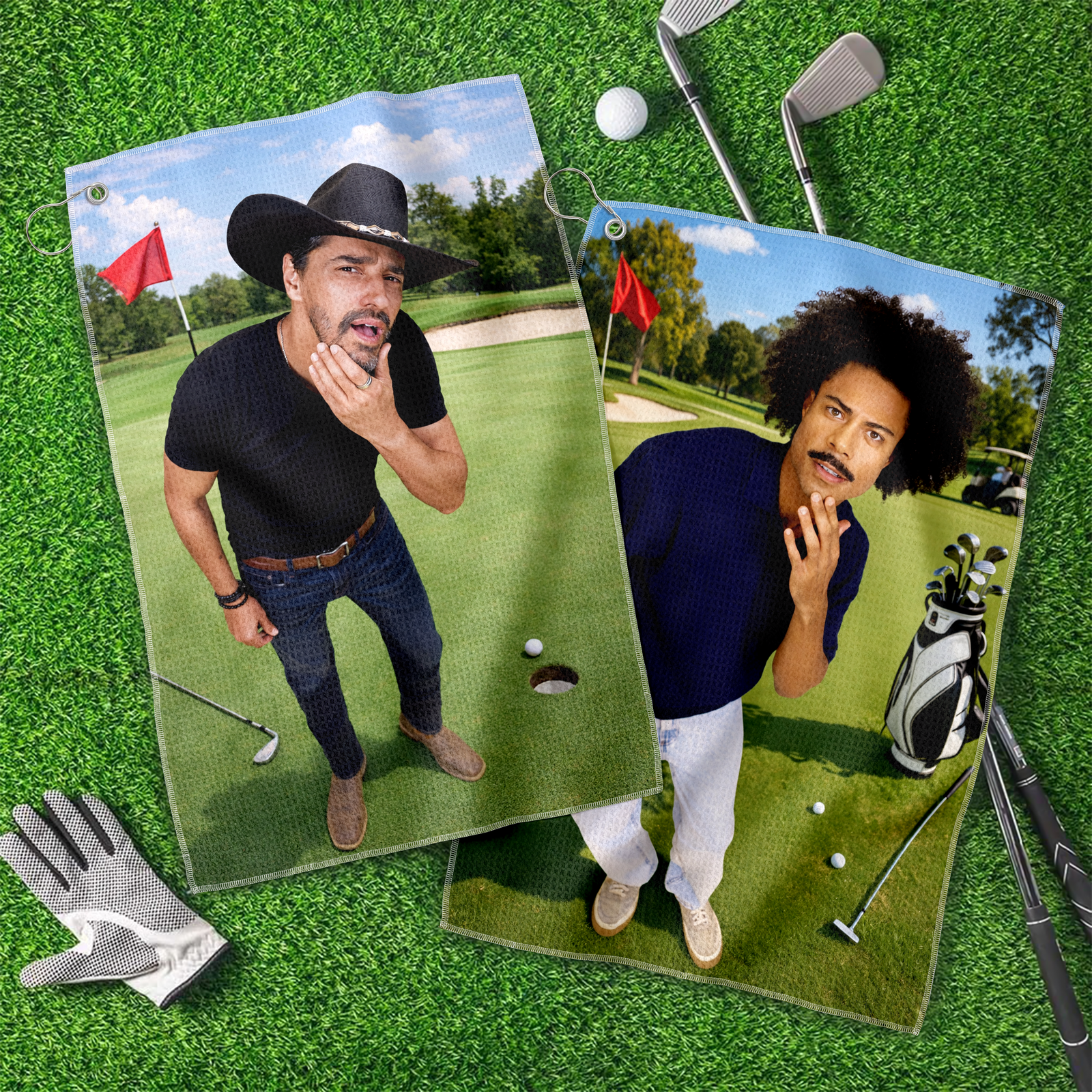 Custom Photo Golf Towel - Funny Gift for Dad, Husband, Golfer HO82 902170