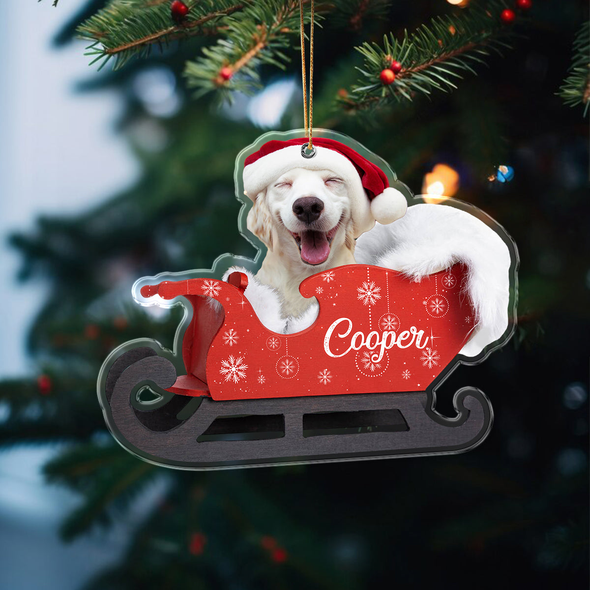 Custom Dog Photo Santa Acrylic Ornament HO82 891104