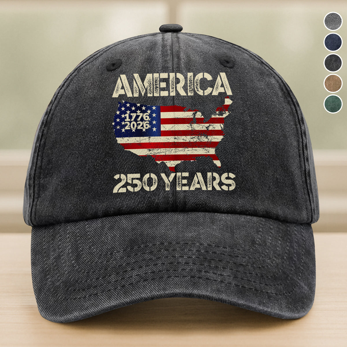 250 Years America Anniversary 250th Independence Day Washed Denim Baseball Cap HA75 897362