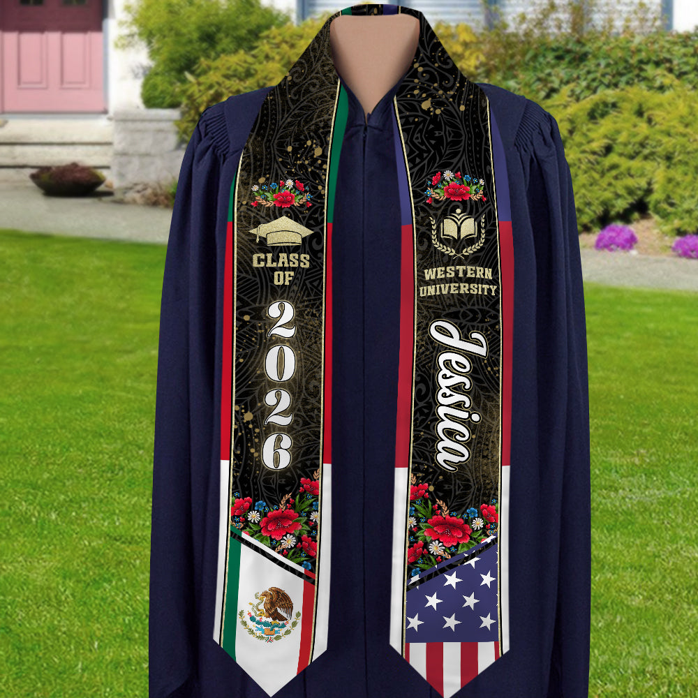 Personalized Country Flag Graduation Stole Sash – Class of 2026 Custom Graduation Gift HA75 898894