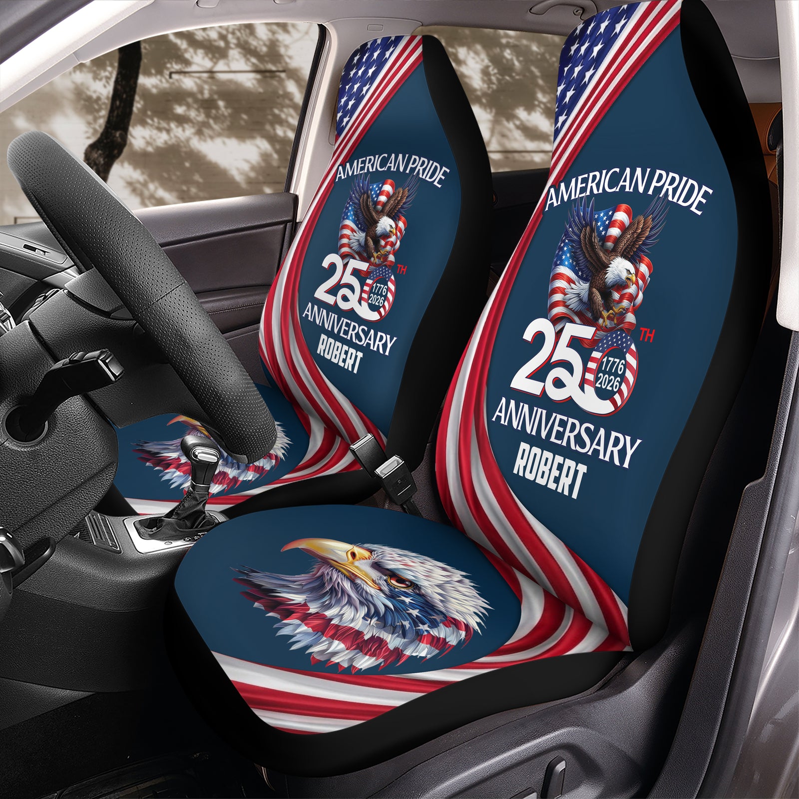 Custom Name American Pride Patriotic 250th Anniversary Eagle Car Seat Cover LM32 899551