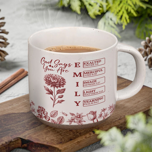 God Says I Am Name Letter In Bible Birth Flower Toile De Jouy Style - Personalized Pottery Mug HO82 894590