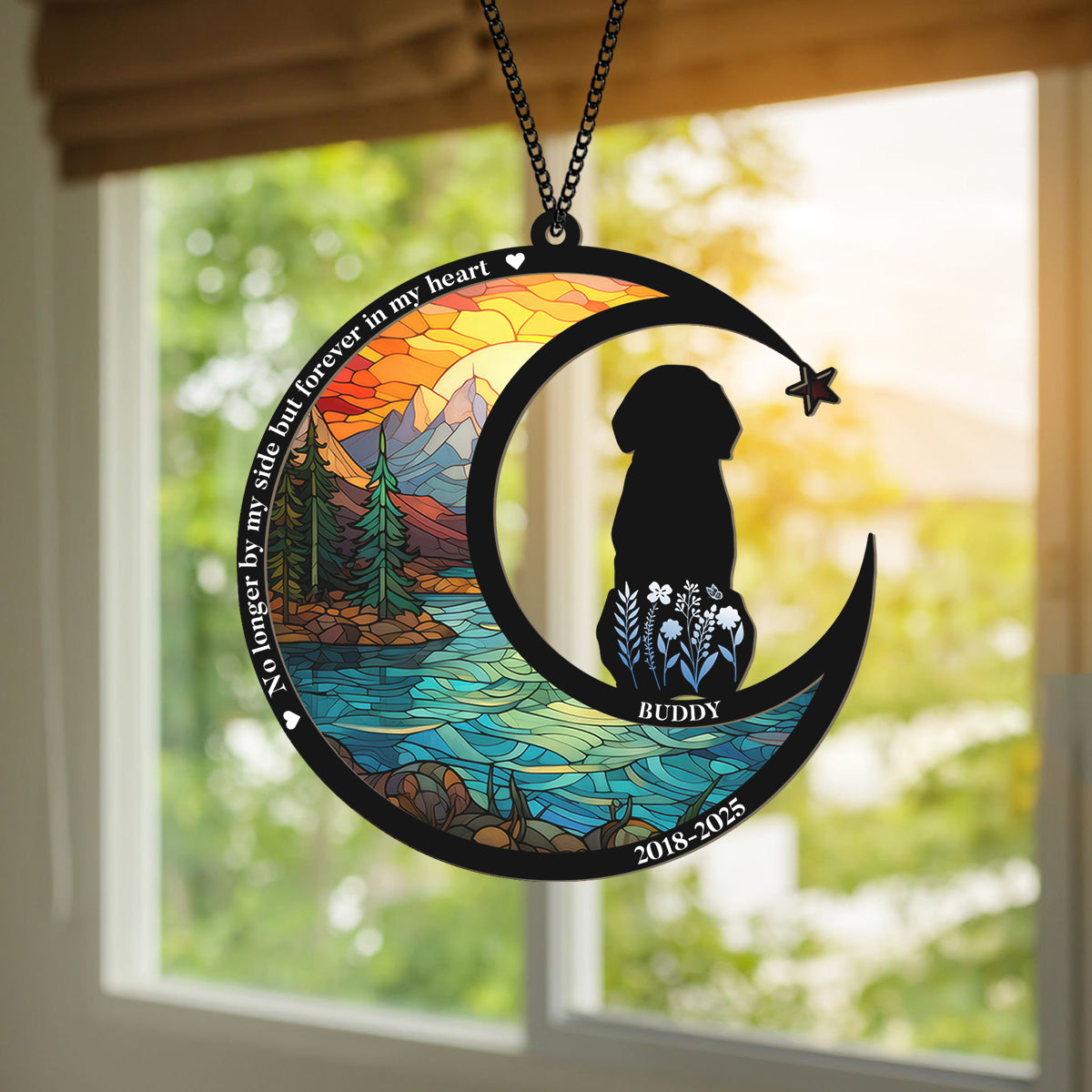 No Longer By My Side But Forever in My Heart Personalized Dog Memorial Suncatcher Gift For Dog Lovers CH07 896216