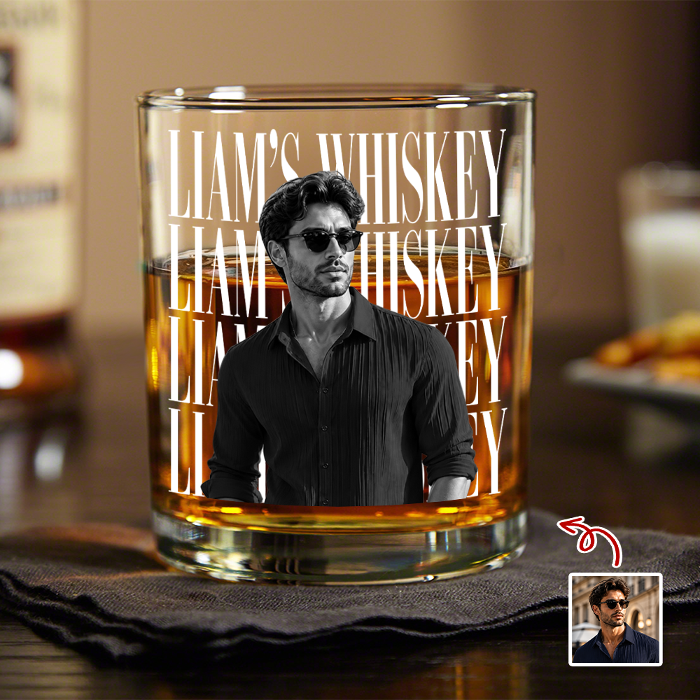 Personalized Vintage Photo His Whiskey Glass HA75 921686