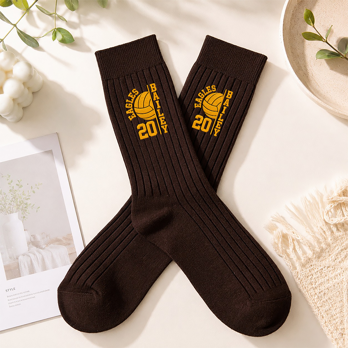 Personalized Name Volleyball Embroidered Socks HA75 919424