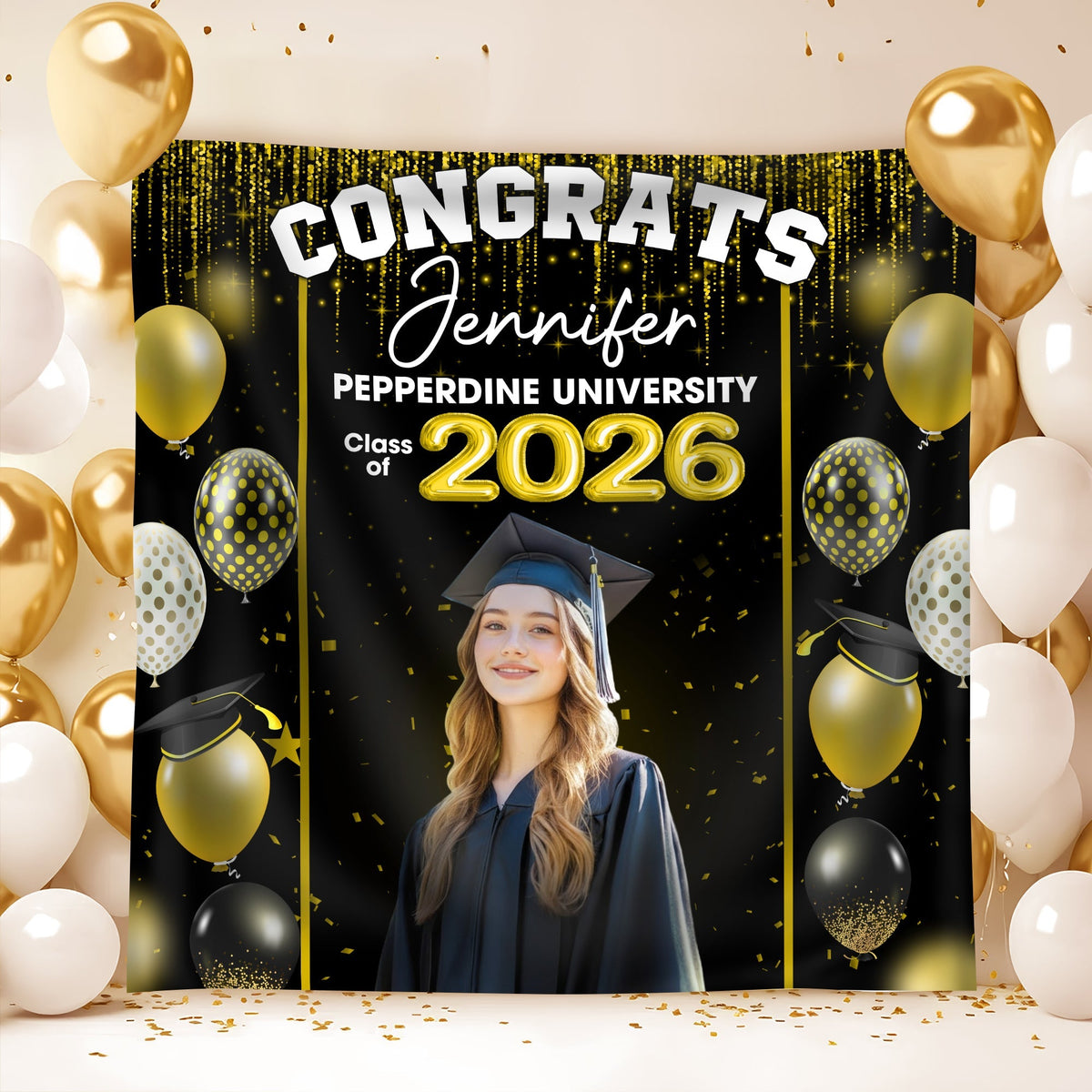 Congrats Class of 2026 Custom Photo And Name Graduation Party Backdrop CH07 899738