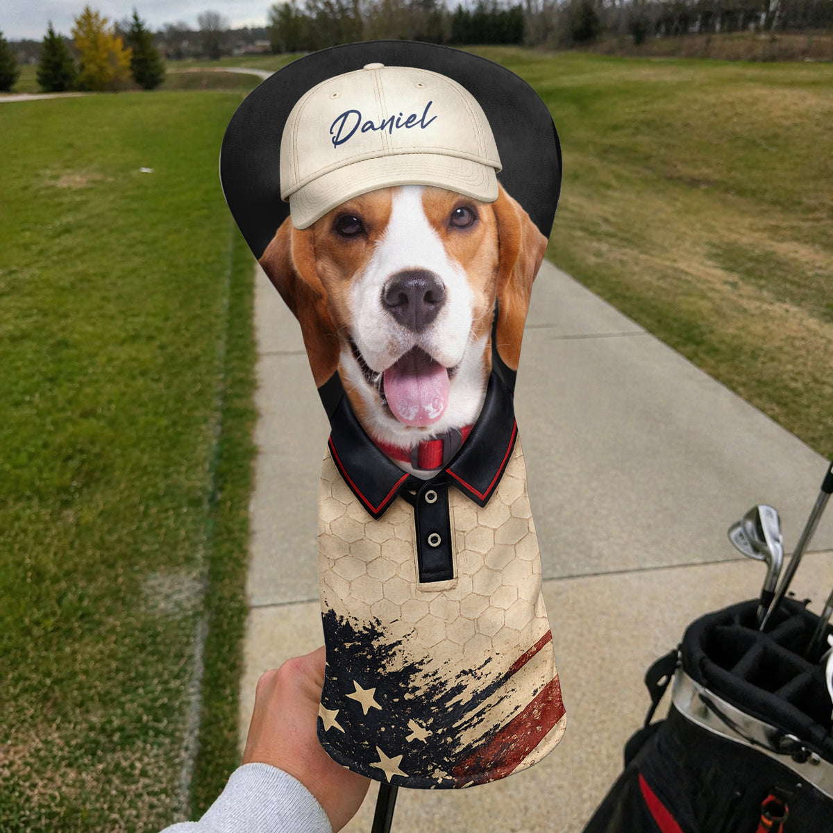 Custom Pet Photo With America Flag Golf Head Cover, Golf Club Cover - Gift For Dog Cat Dad Mom, Golf Lovers HO82 902312