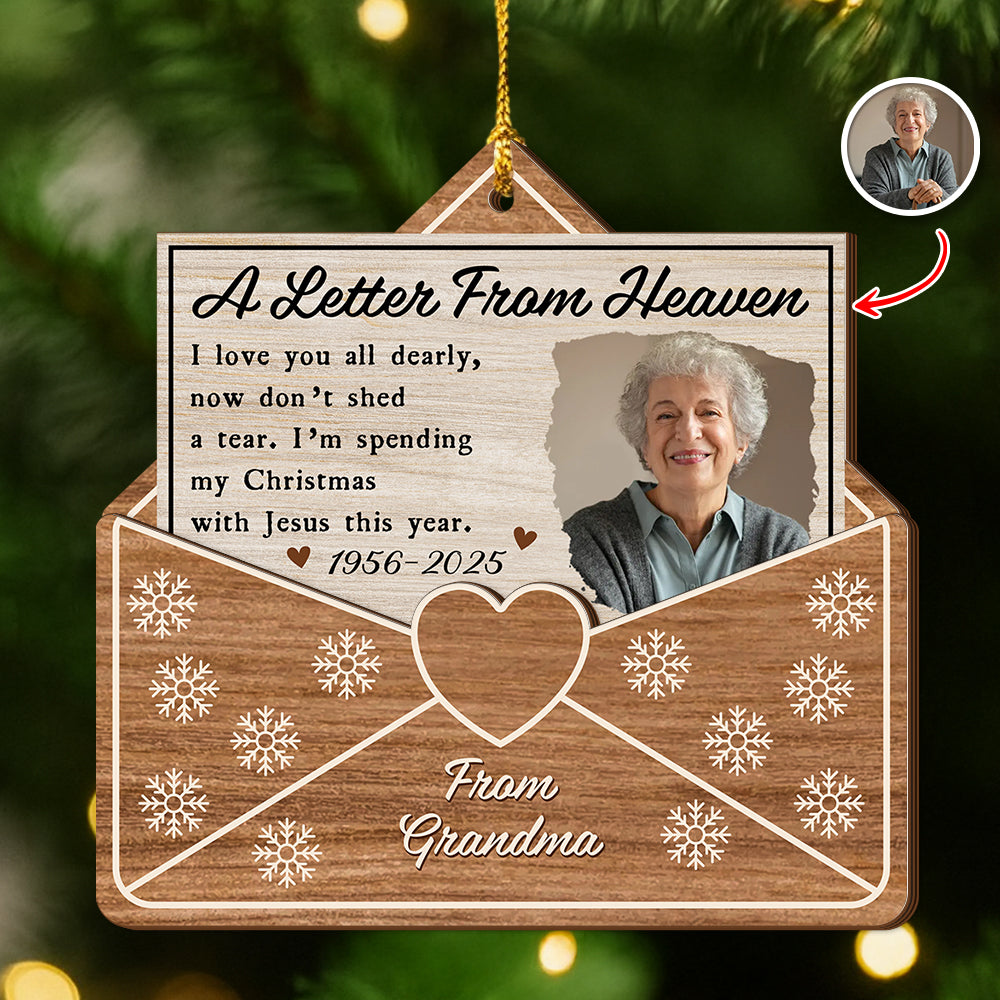 Custom Photo A Letter From Heaven - Personalized 2-Layered Wooden Ornament CH07 895708