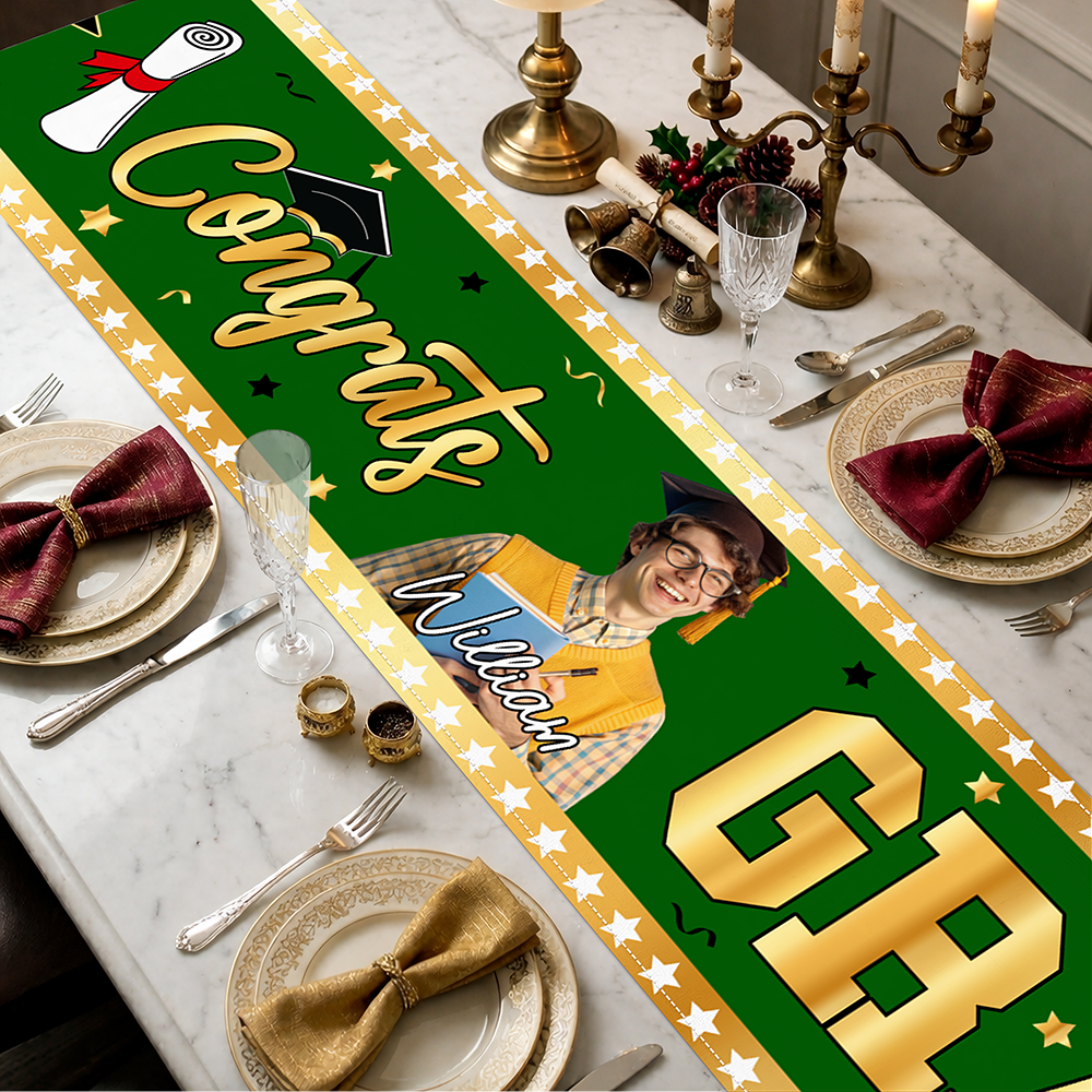 Custom Photo I'm Done Congrats Class of 2026 Graduation Table Runner LM32 899759