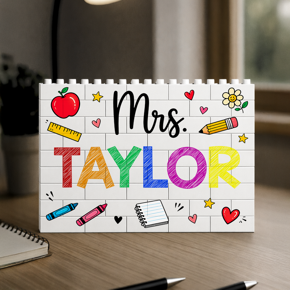 Custom Teacher Name Building Block Plaque Back to School Classroom Decor TH10 170281
