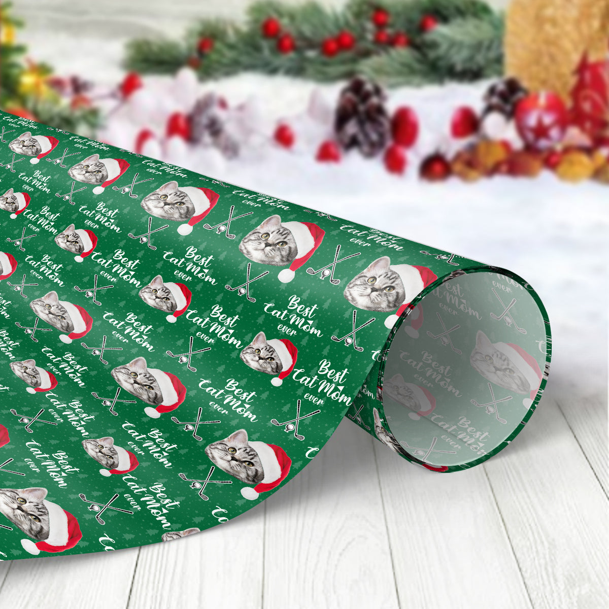 Custom Pet Photo Best Dog Dad Ever Wrapping Paper For Golf Loving LM32 893829