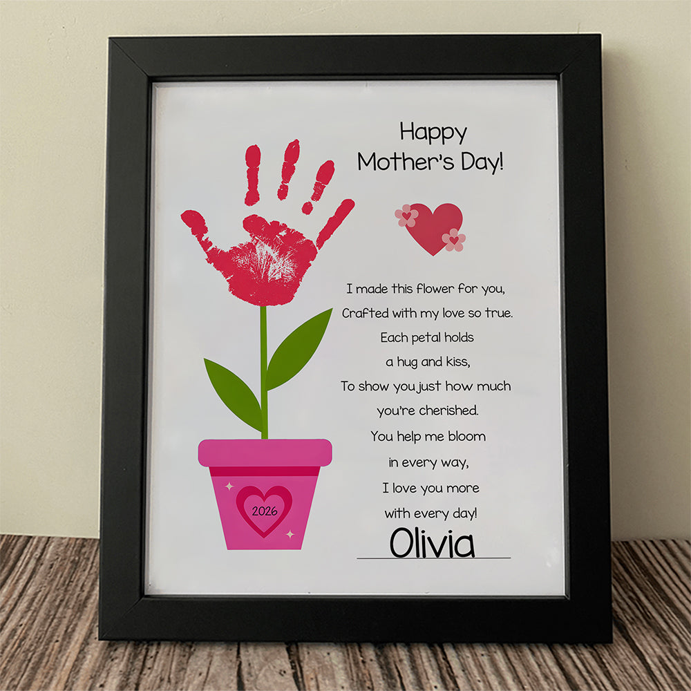 Personalized Happy Mother’s Day Handprint Flower Keepsake Picture Frame HO82 901594