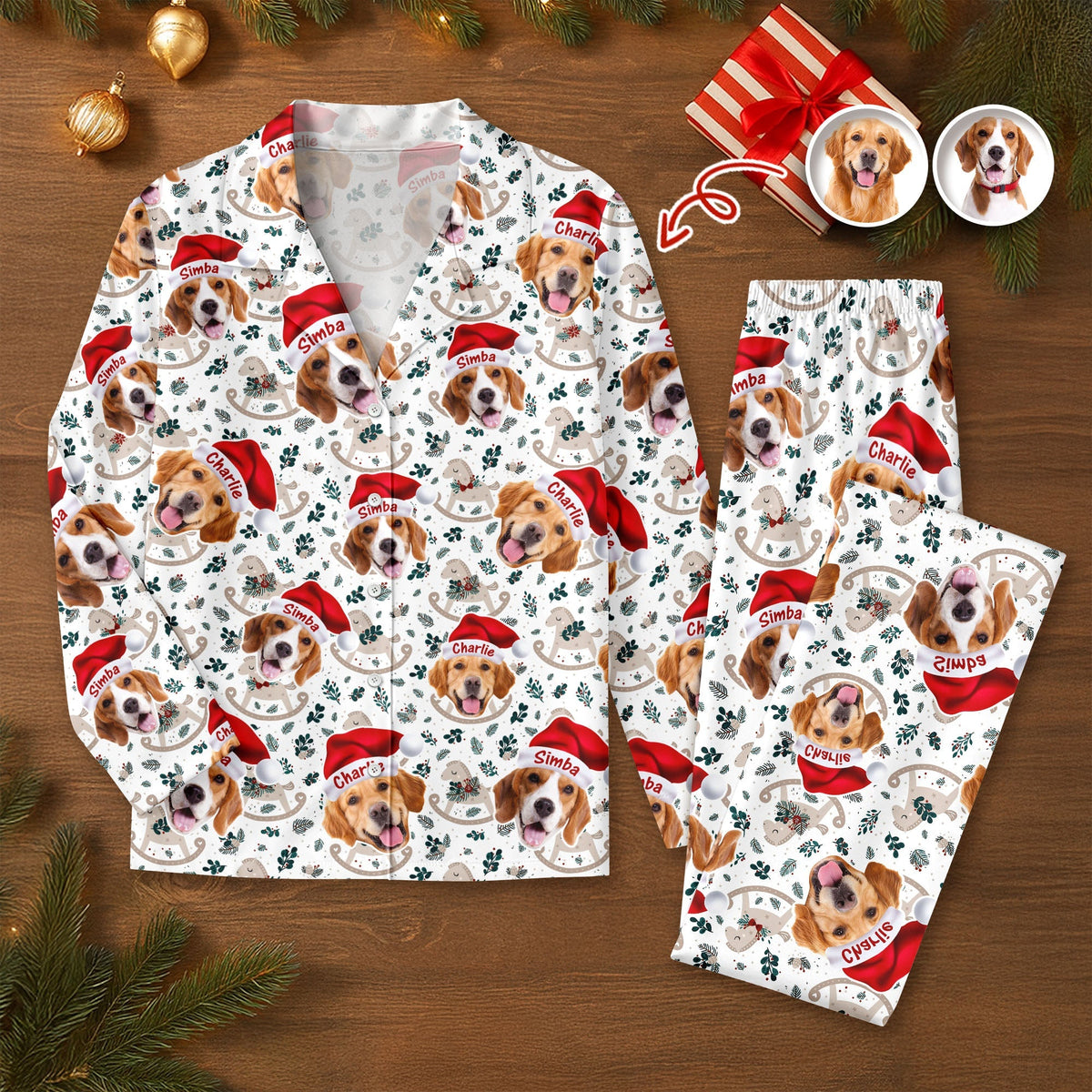 Custom Dog Photo Santa Claus Matching Christmas Pajamas LM32 895693