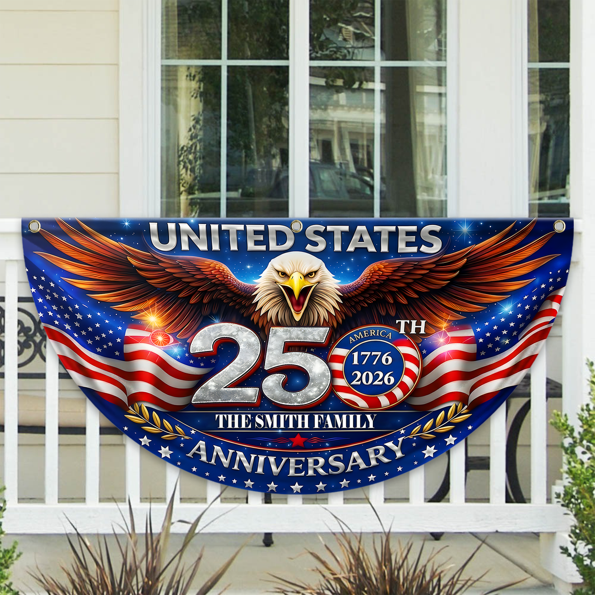 Personalized USA 250th Anniversary Patriotic Independence Non-Pleated Fan Flag CH07 911100