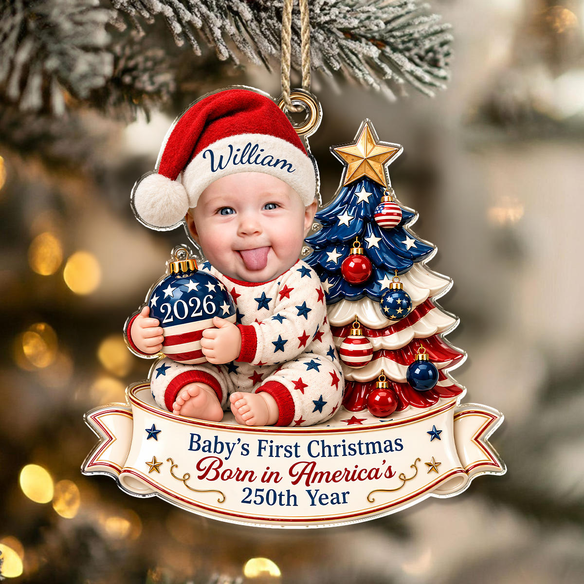Custom Baby Photo First Christmas Acrylic Ornament HA75 919160