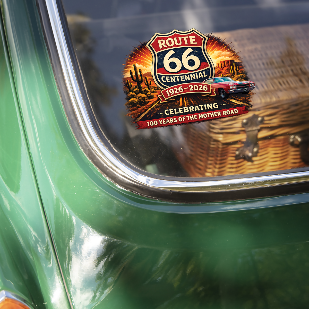 Custom Car Photo Route 66 Centennial 1926 - 2026 Car Window Decal Sticker TH10 898655