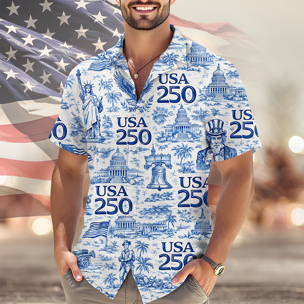 America 250th Anniversary Toile De Jouy Style Hawaii Shirt CH07 910426