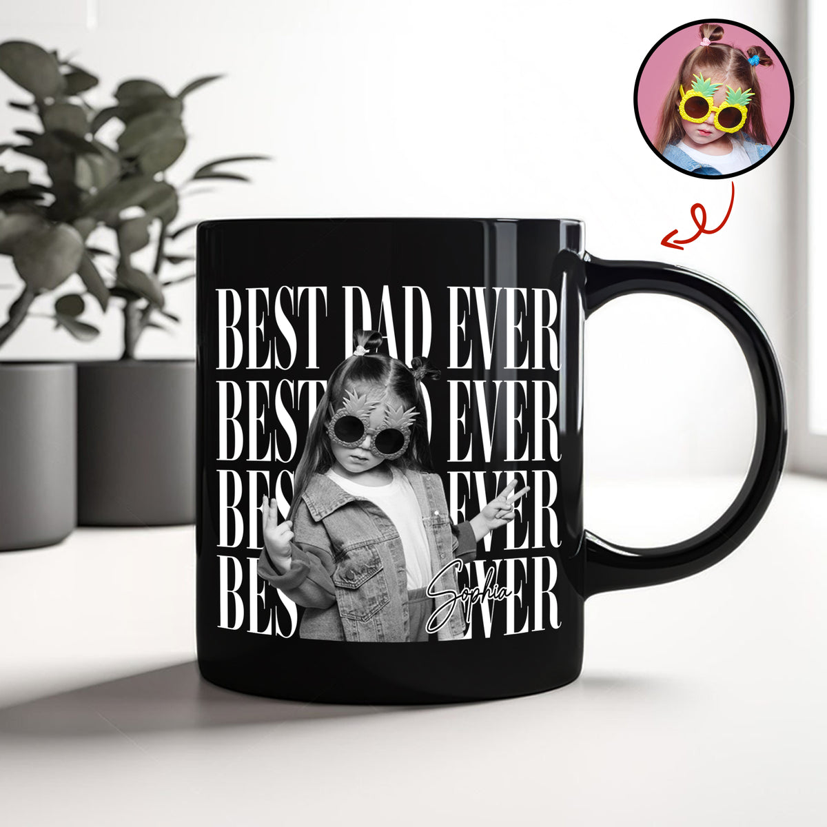 Personalized Vintage Photo Best Dad Mom Ever Black Mug Gift For Father's Day HA75 921432