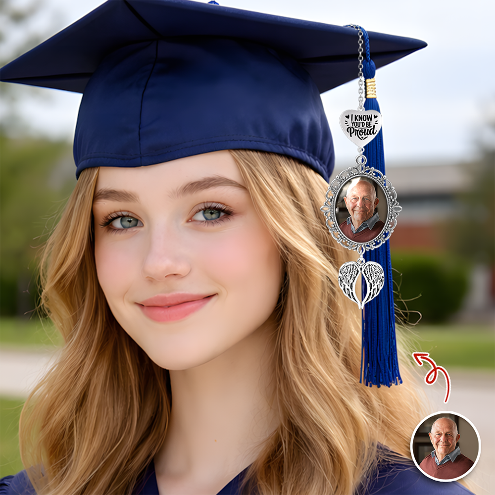 Custom Photo You Are Always In My Heart Memorial Personalized Graduation Tassel Heart & Angel Wing Charm HA75 920826