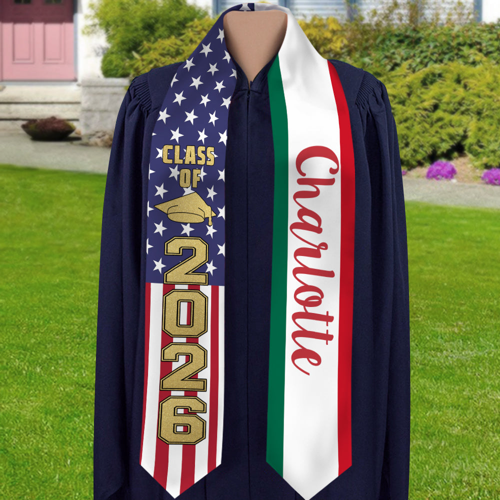 Custom Country Flag Class of 2026 Graduation Stoles HA75 898890