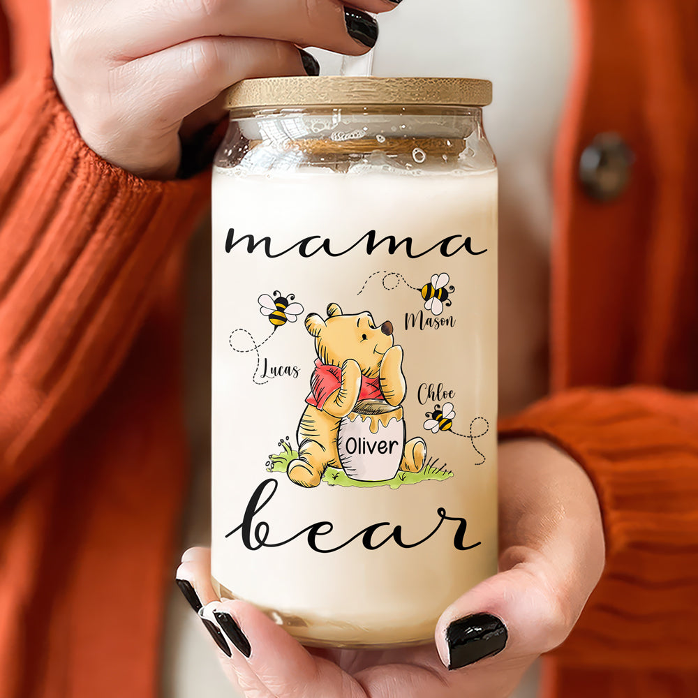 Custom Mama Bear With Baby Bee For Mother's Day Glass Can TH10 892587