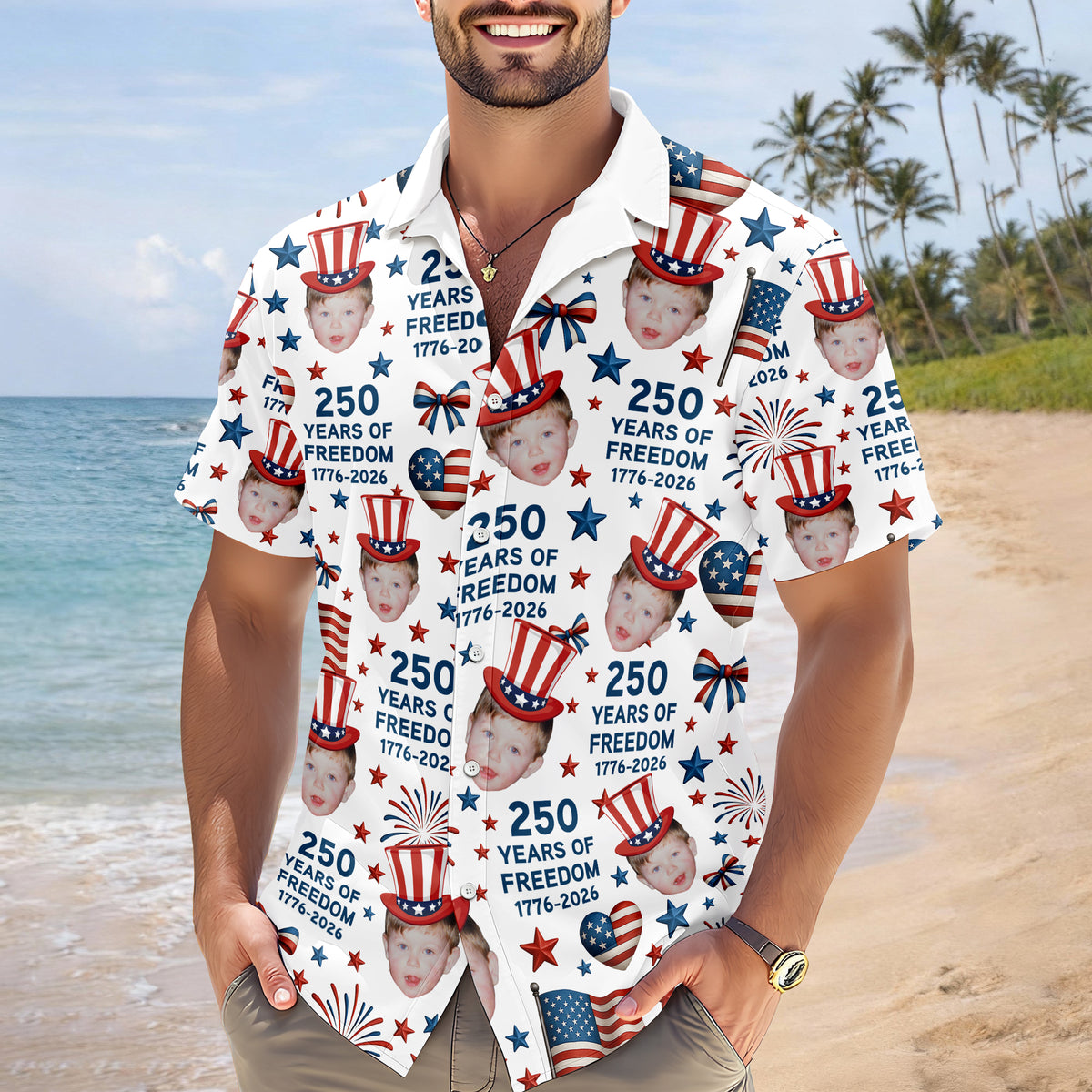Custom Funny Face 250 Years Of Freedom 1776-2026 Hawaii shirt HO82 901702