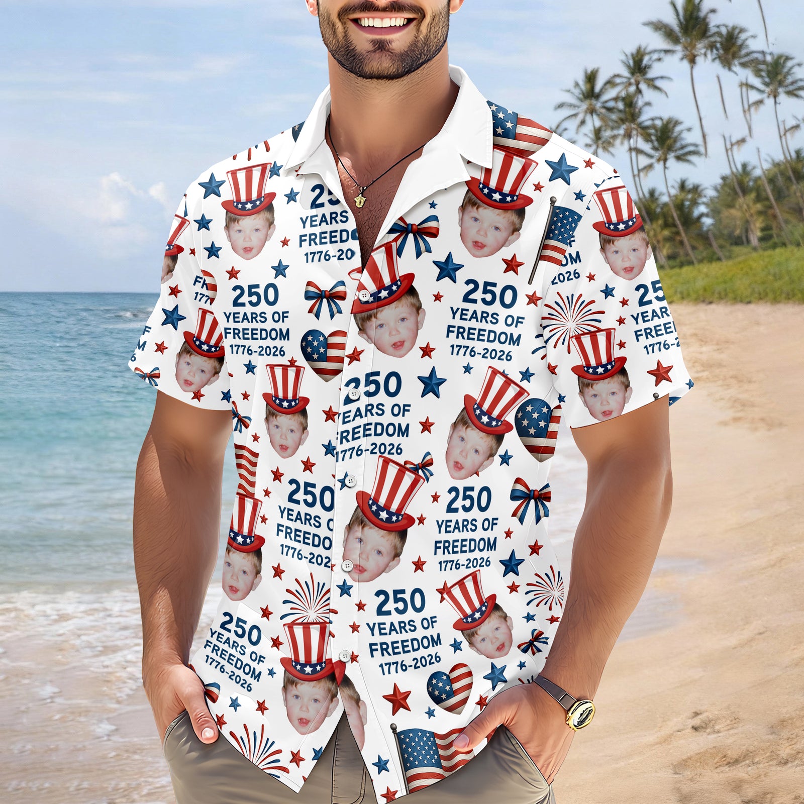 Custom Funny Face 250 Years Of Freedom 1776-2026 Hawaii shirt HO82 901702