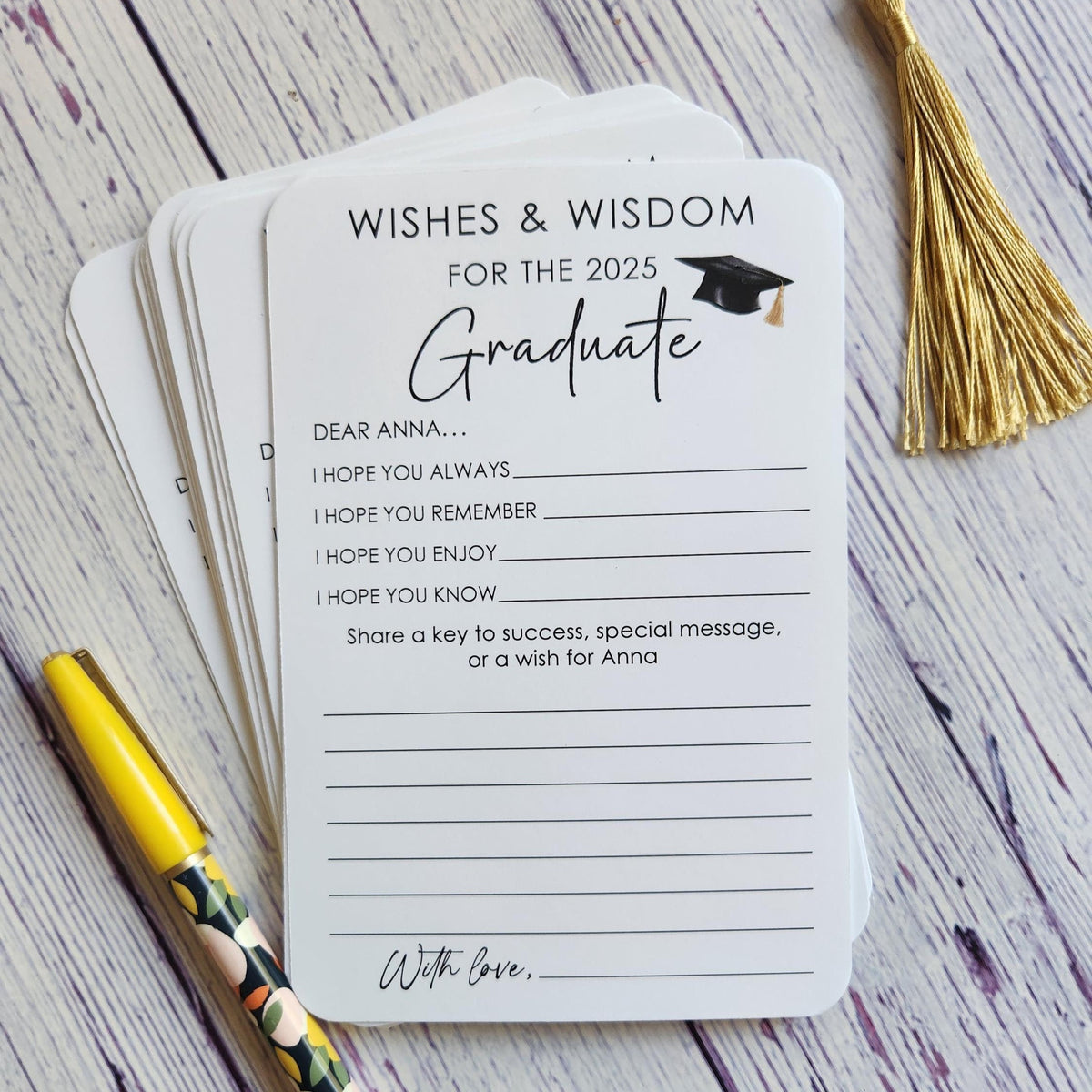 advice for the grad cards Set of 12 Graduation Wishes Cards - Advice Cards for Graduation Party