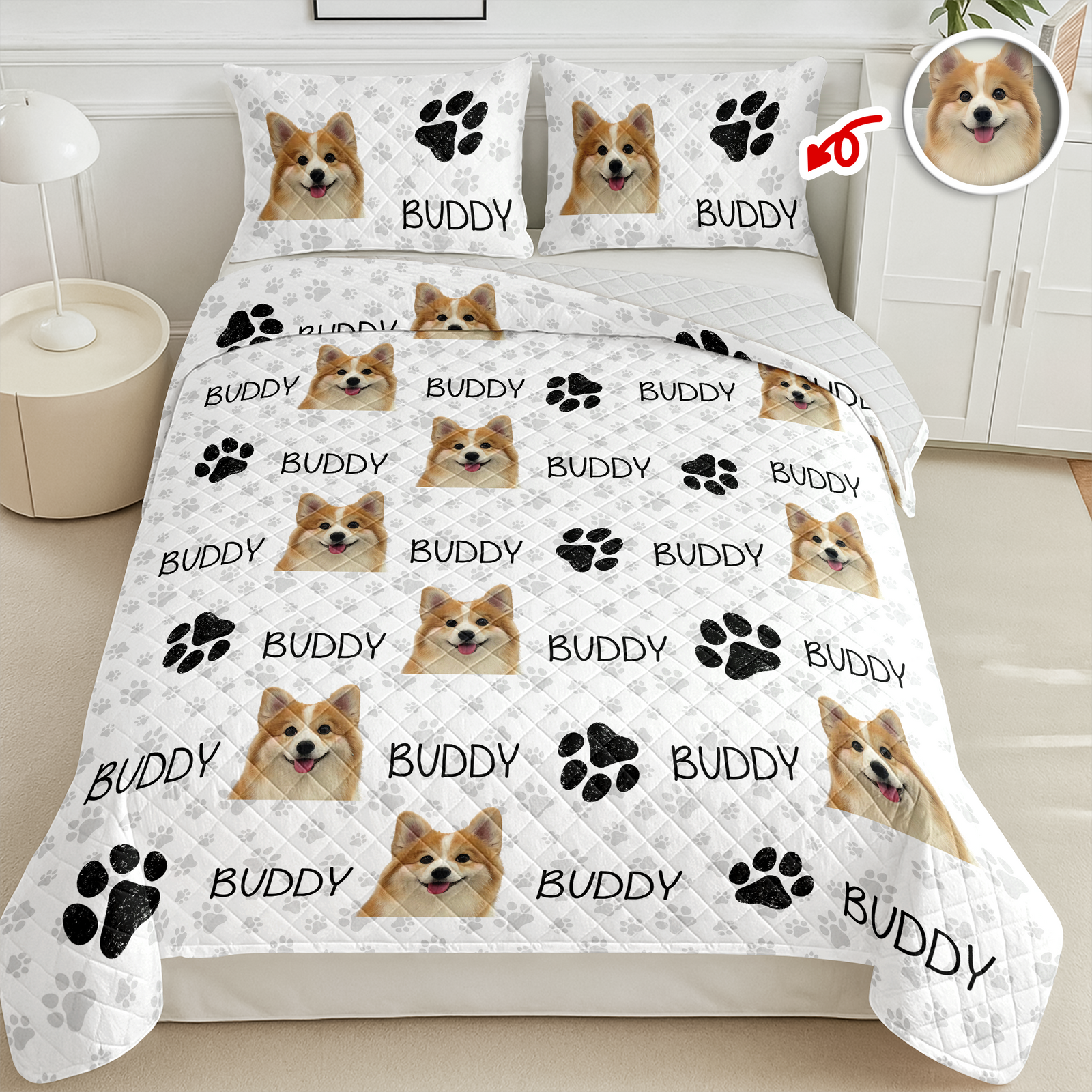 Custom Photo And Name On Quilt Bedding Set For Dog Lover TH10 896665