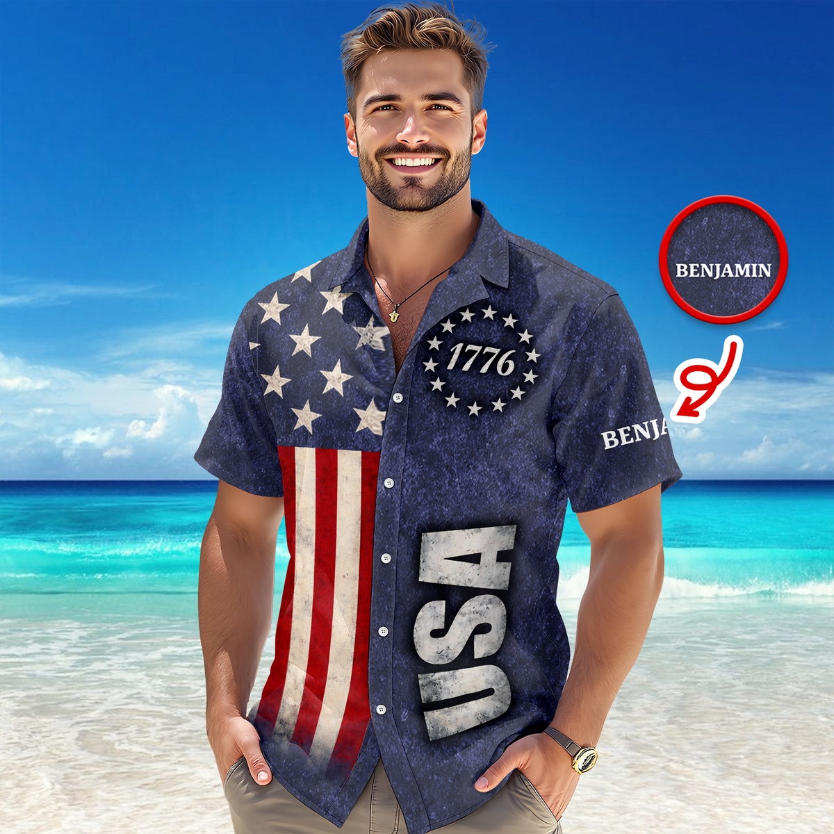 Custom Name Proud To Be An American Semiquincentennial 250 Years Hawaii Shirt HO82 902176