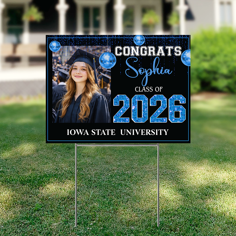 Custom Photo Congrats Graduation Class of 2026 Yard Sign Decor CH07 910354