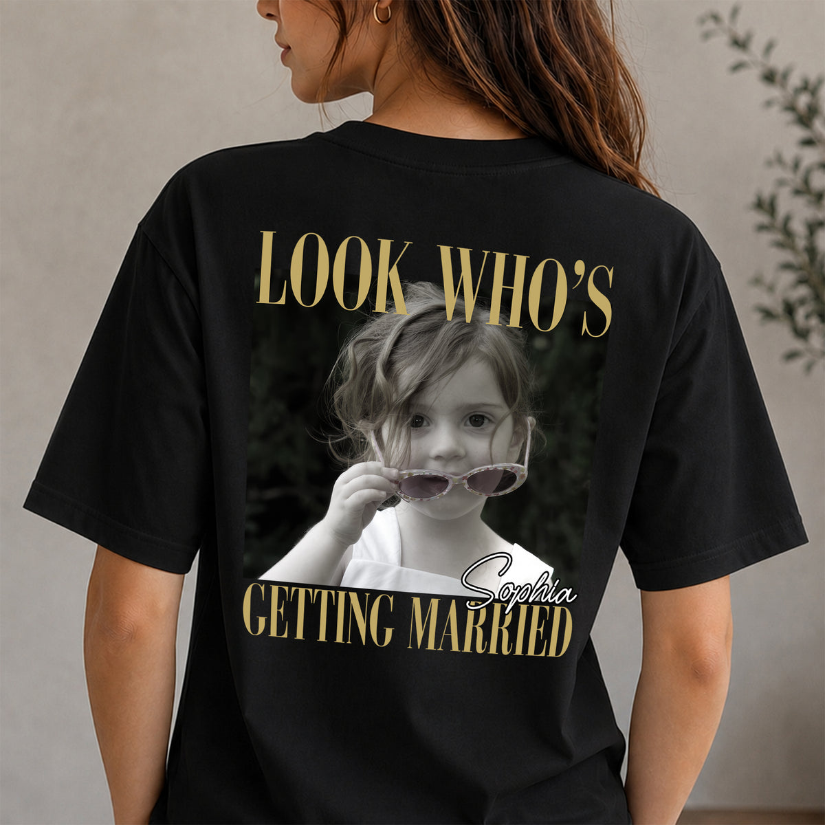 Custom Photo Look Who's Getting Married Backside Dark Shirt - Personalized Bachelorette Gift CH07 180248