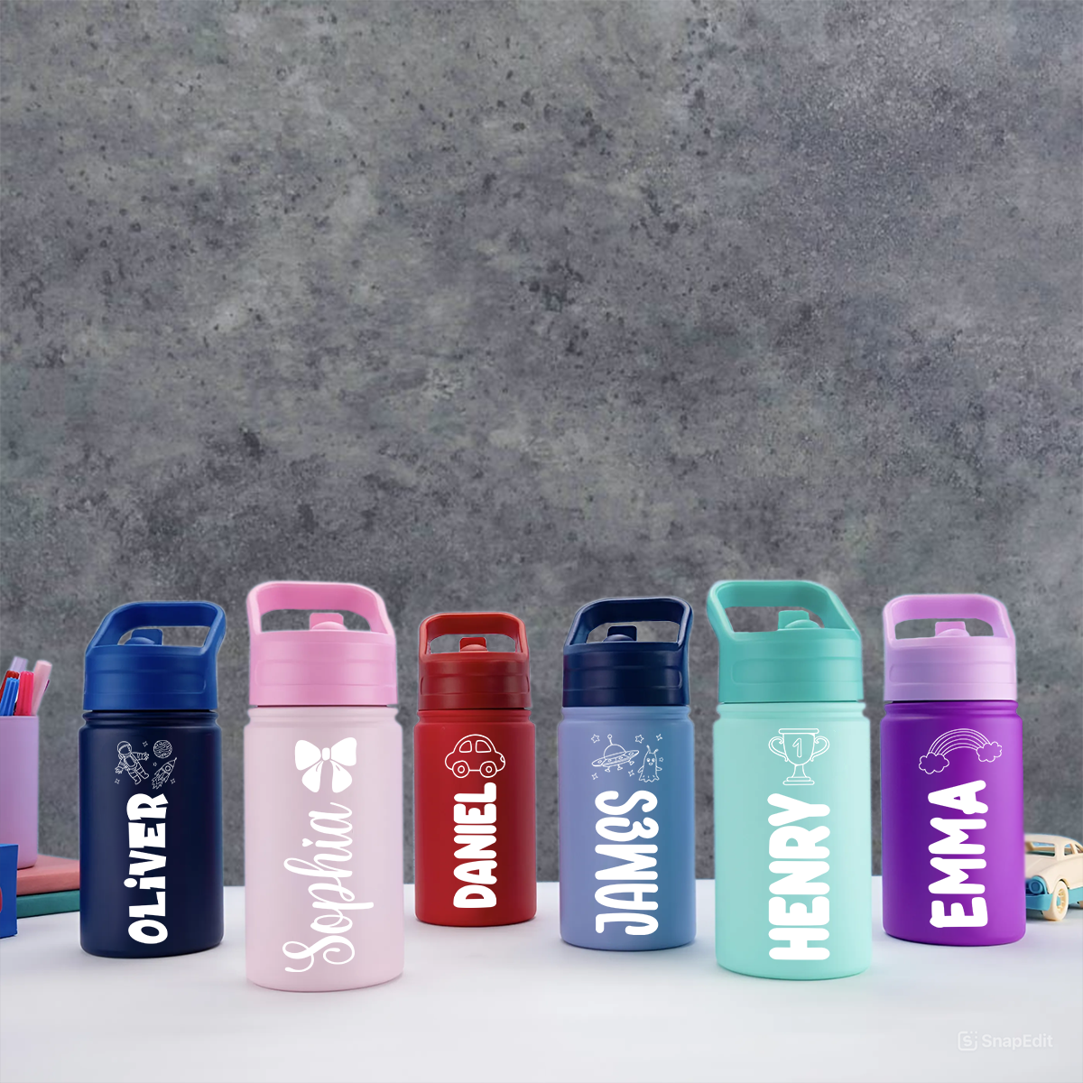 Personalized Adorable Icon With Name Kid Insulated Water Bottle With Straw LM32 893719