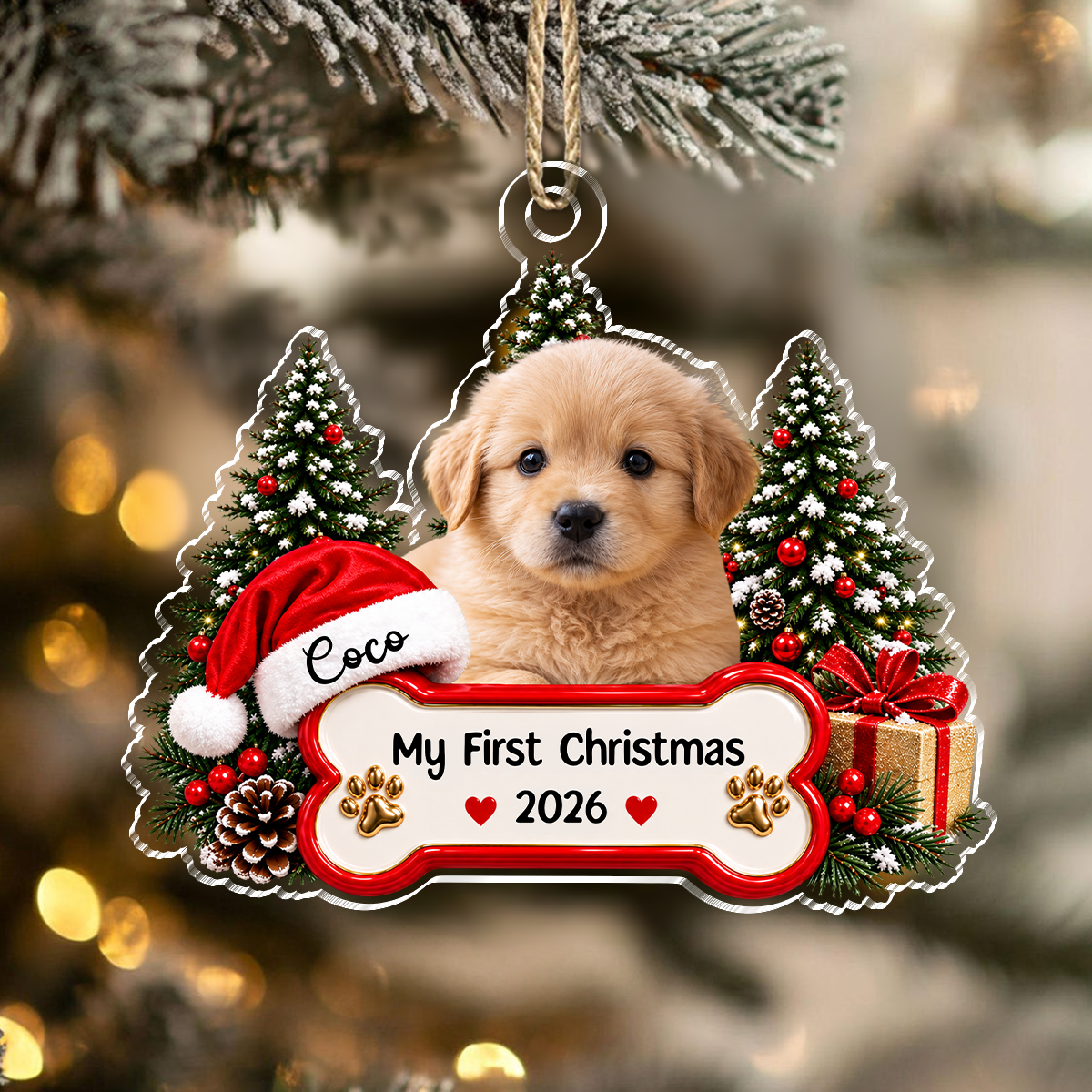 Custom Pet Photo My First Christmas 2026 Acrylic Ornament CH07 180522