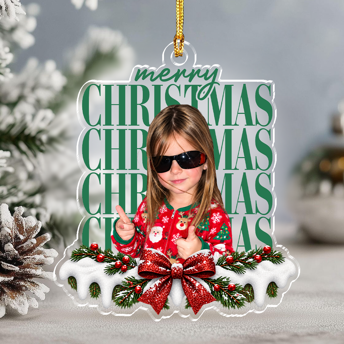 Custom Photo Merry Christmas Acrylic Ornament Unique Holiday Gift for Kids and Family LM32 670295