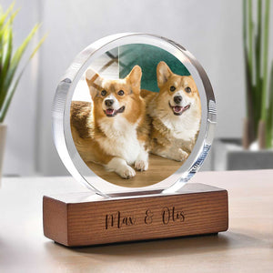 Custom Pet Photo Round Acrylic Frame Block Gift For Dog Lovers, Cat Lovers CH07 896046