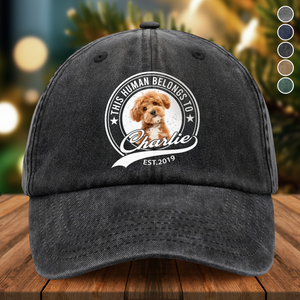 Custom Photo Human Belongs To Dog Cat  Pet Washed Denim Baseball Cap HA75 892934