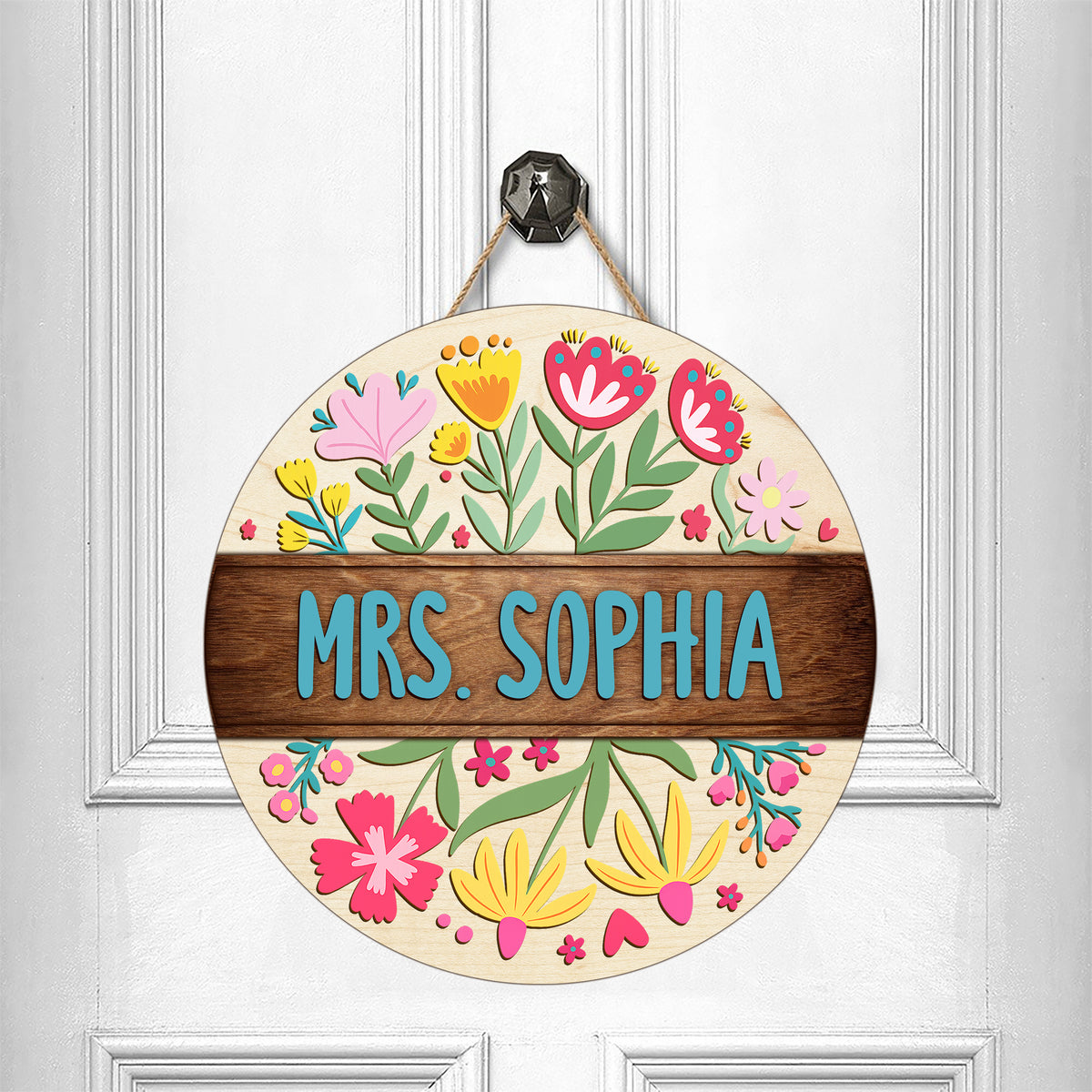 Custom Teacher Name With Floral Layer Doorsign, Back To School Gift HO82 894302