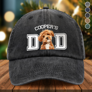 Custom Photo Dog Cat Dad Washed Denim Baseball Cap HA75 892928