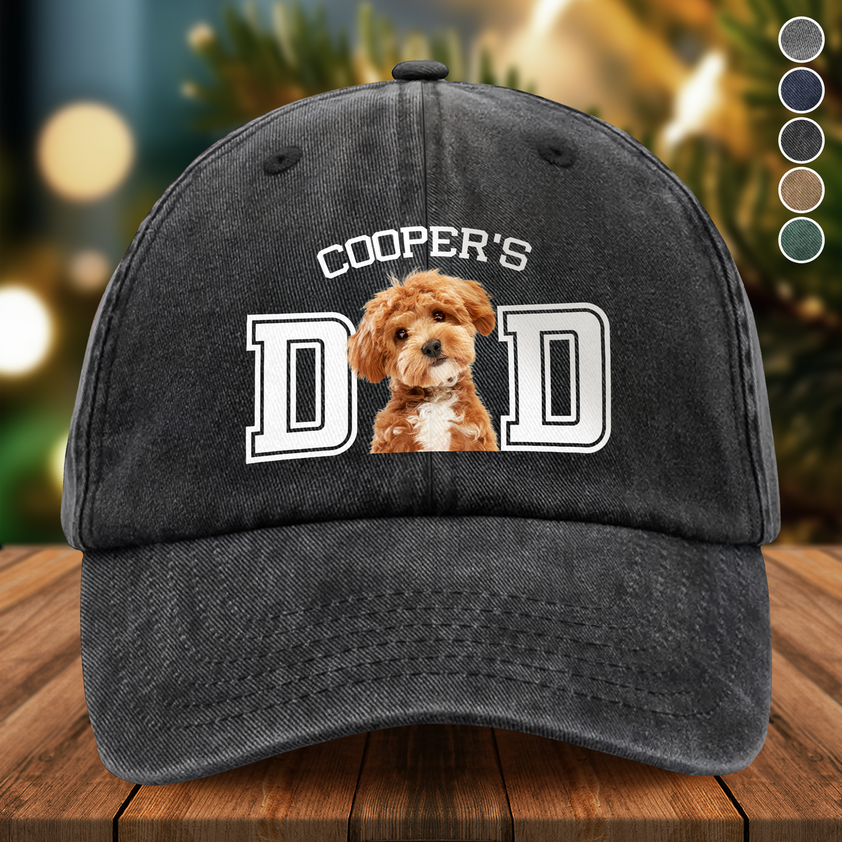 Custom Photo Dog Cat Dad Washed Denim Baseball Cap HA75 892928