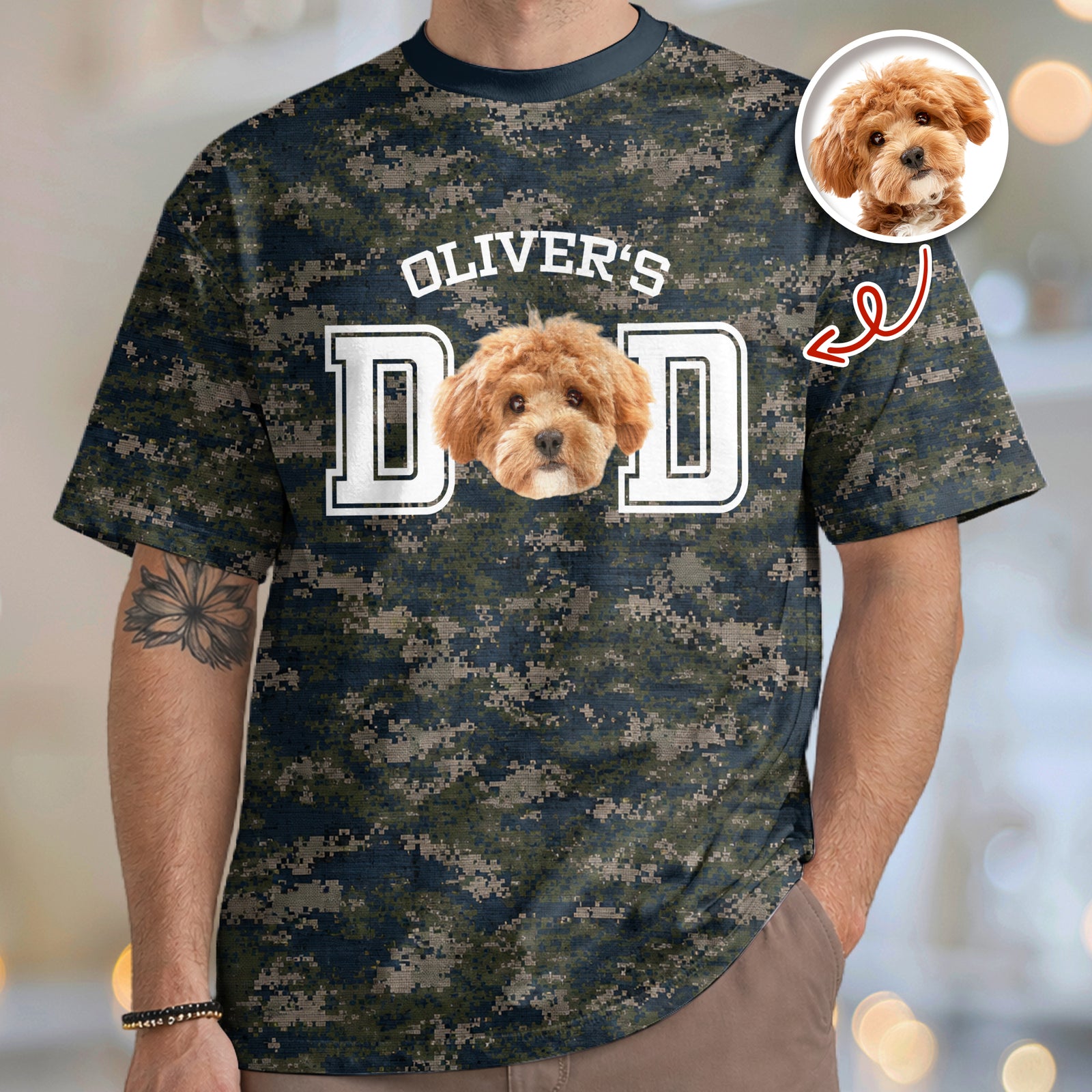 Custom Photo Dog Cat Dad Camo Pattern 3D Shirt Father's Day Gift For Husband, Dad, Grandpa HA75 921398