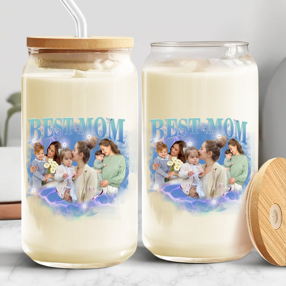 Custom Photo Best Mom Glass Can - Gift For Mom TH10 169287